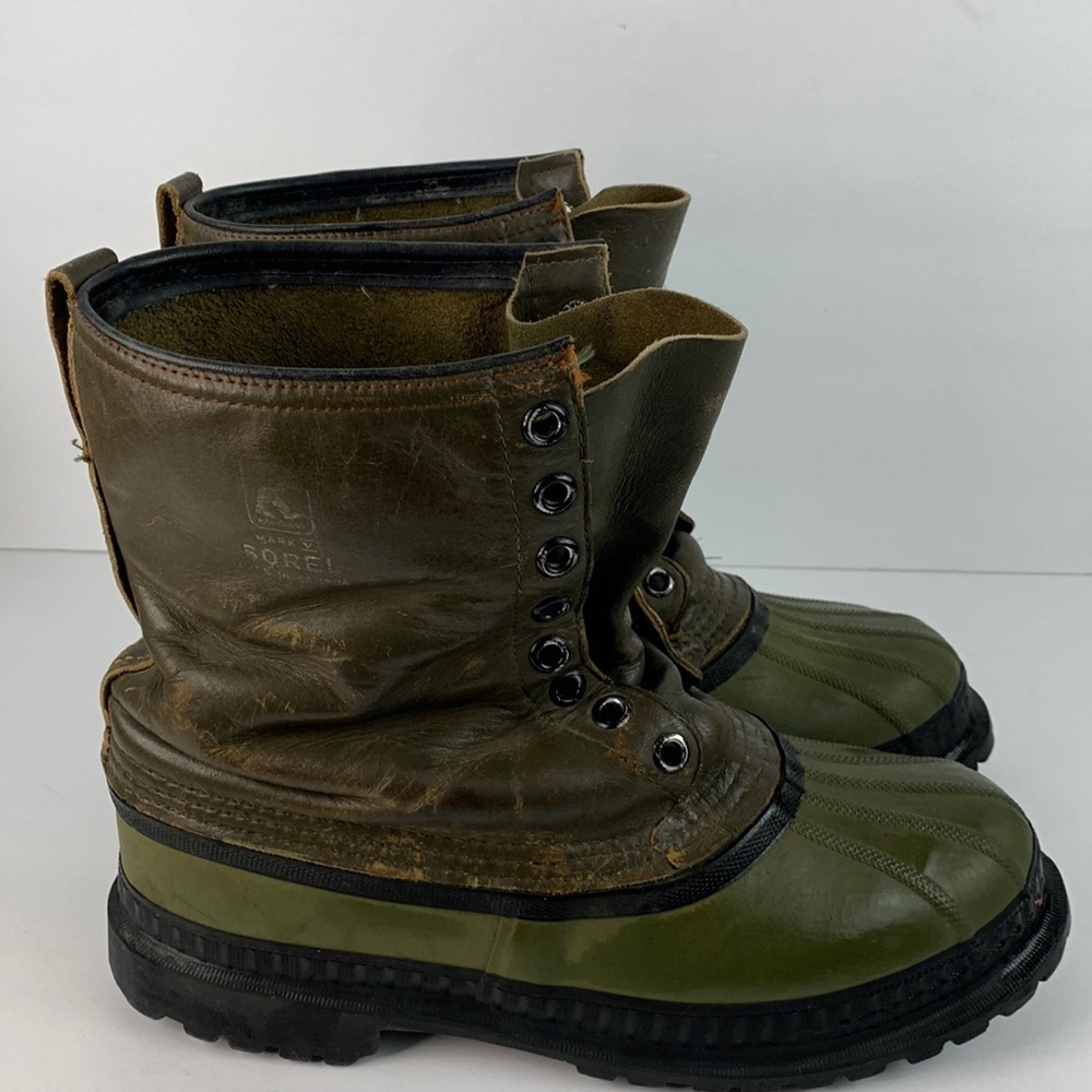 SOREL Kaufman Mark V made in Canada green hunting/hiking winter boots size 10